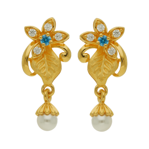 Enthralling Leaf Design Gold Earrings